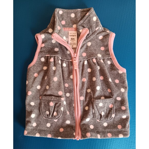 Carter's Other - vest 6 months New Carters sweater fleece gray polka dots Baby Girls